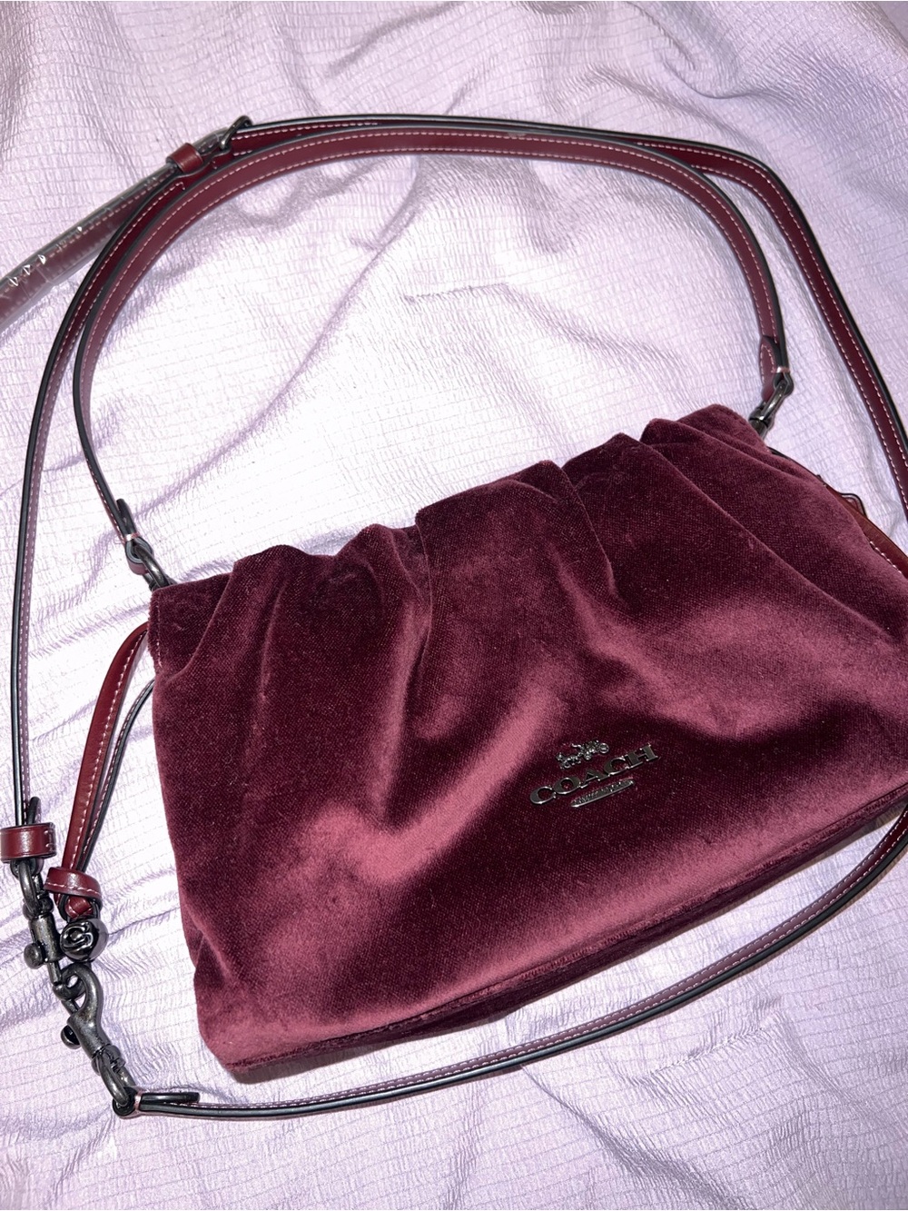 Coach Velvet Shoulder Bag in Deep Wine